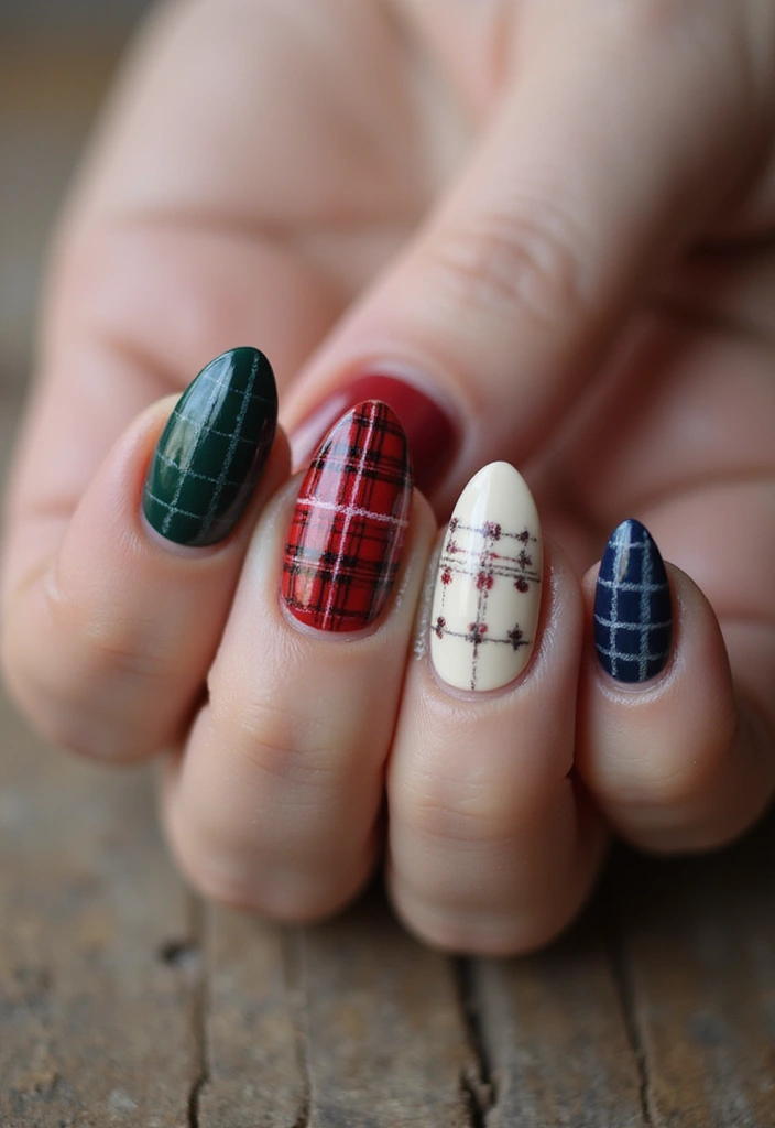 28 Plaid Nail Art Styles to Bring Sweater Weather Vibes - 9. Mixed Plaid Patterns