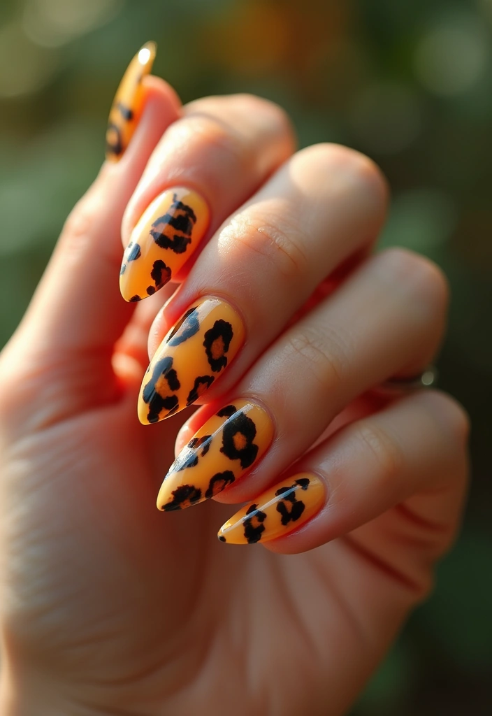 28 Rounded Jelly Amber Nails That Pop - 11. Animal Print Accents