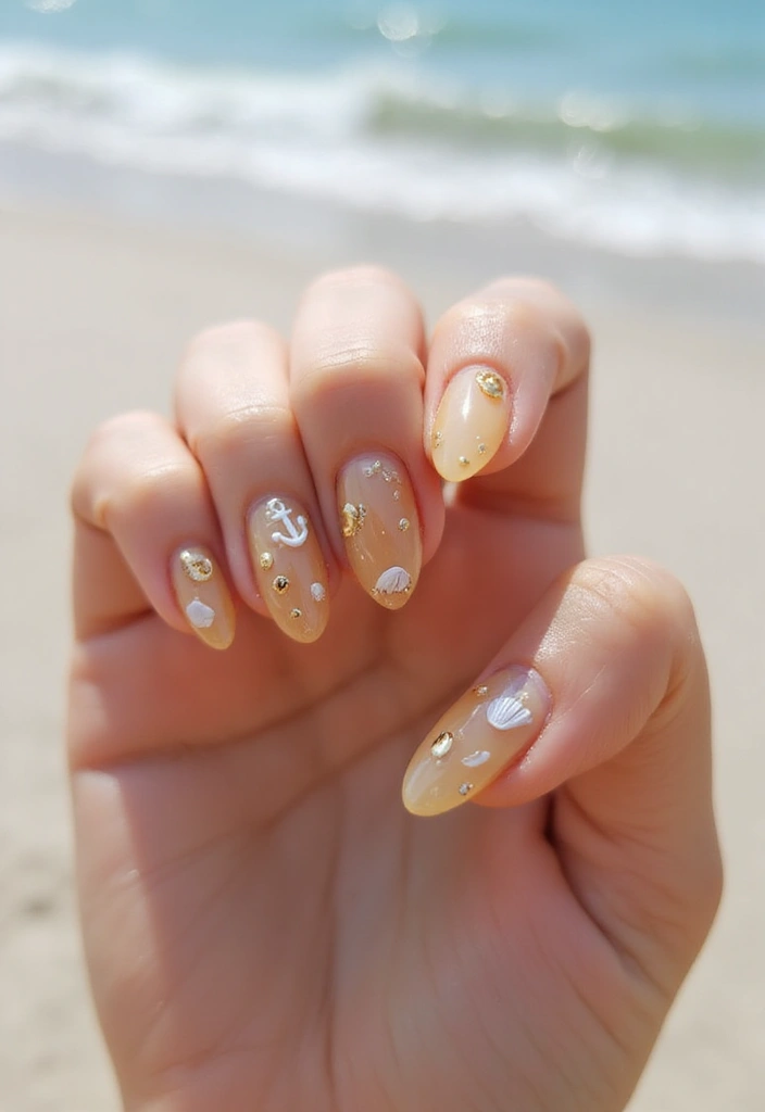 28 Rounded Jelly Amber Nails That Pop - 14. Nautical Themes