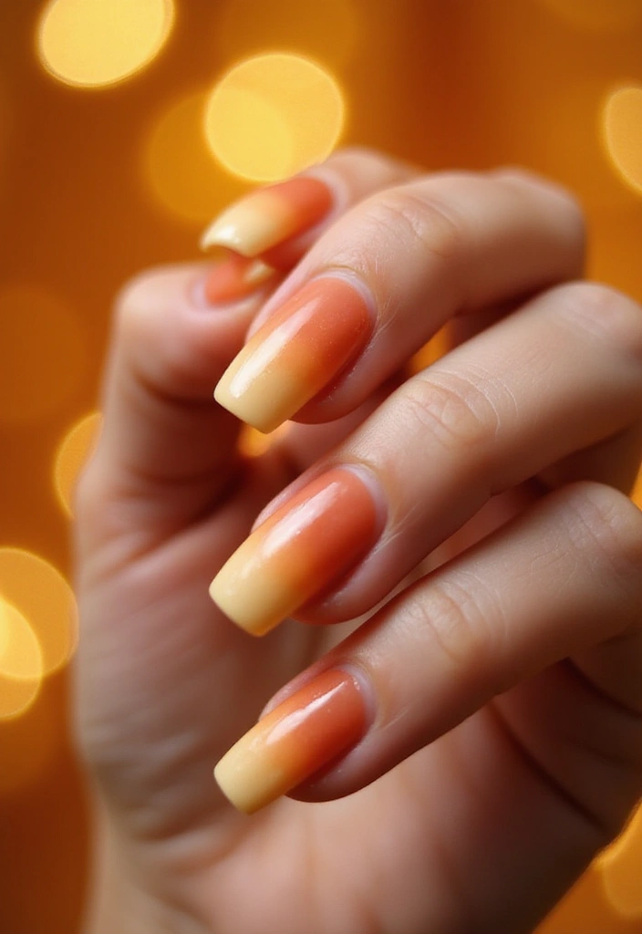28 Rounded Jelly Amber Nails That Pop - 2. Ombre Amber Delight