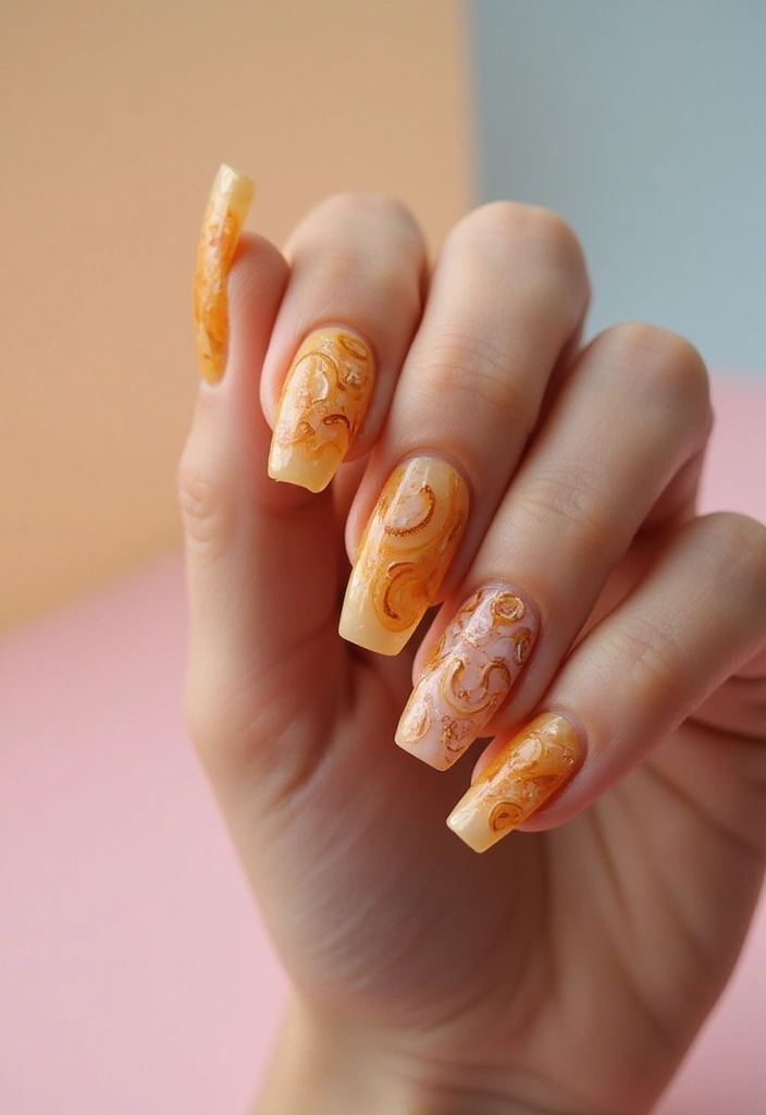 28 Rounded Jelly Amber Nails That Pop - 20. Abstract Designs