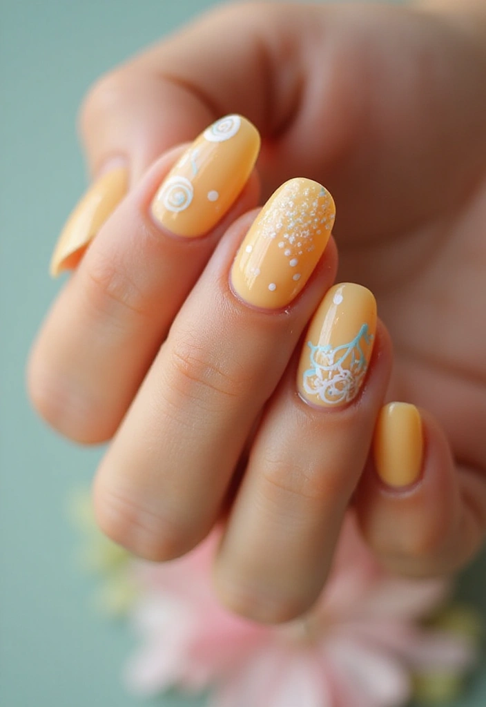28 Rounded Jelly Amber Nails That Pop - 22. Retro Vibes