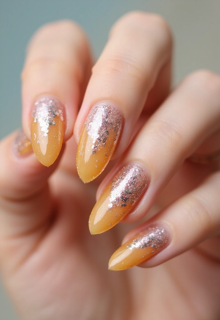 28 Rounded Jelly Amber Nails That Pop - 25. Foil Accents