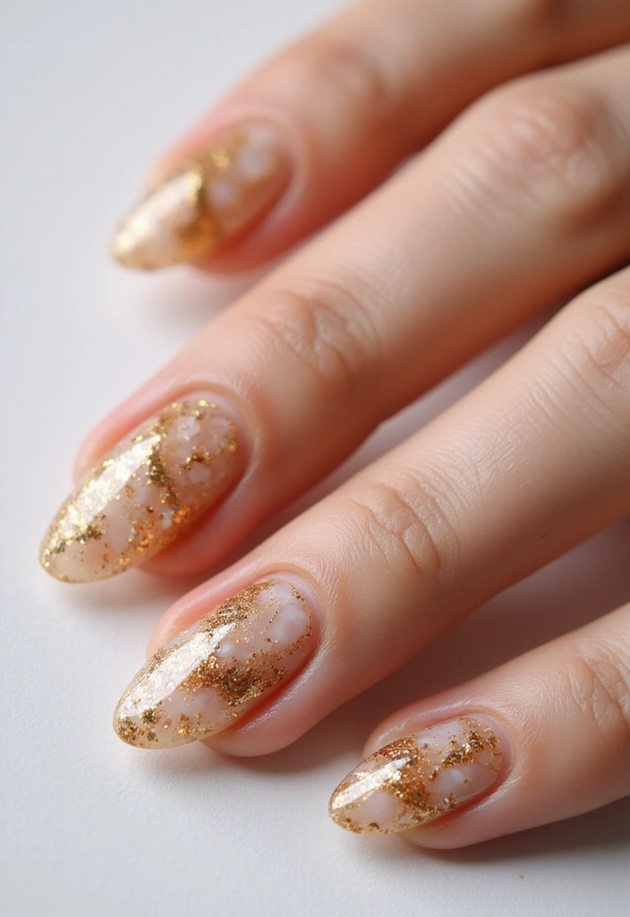 28 Rounded Jelly Amber Nails That Pop - 4. Marble Effect