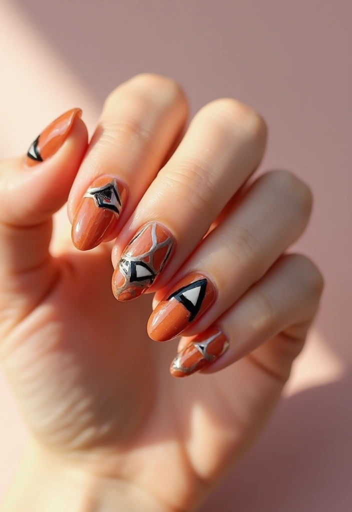 28 Rounded Jelly Amber Nails That Pop - 5. Geometric Shapes