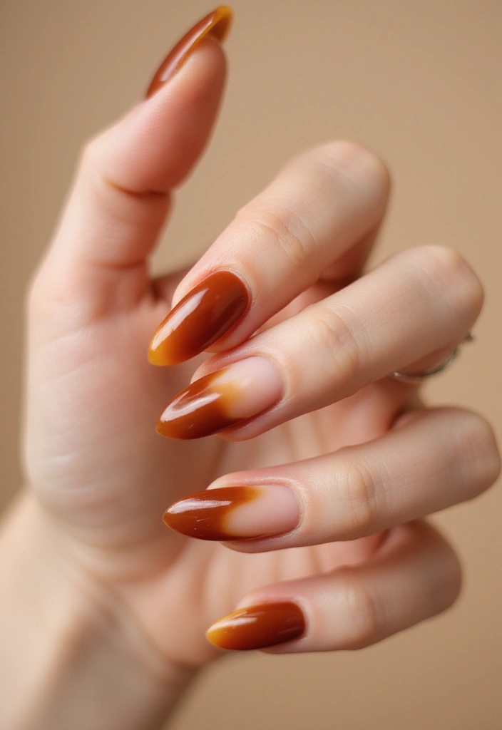 28 Rounded Jelly Amber Nails That Pop - 8. Dual Tone Delight