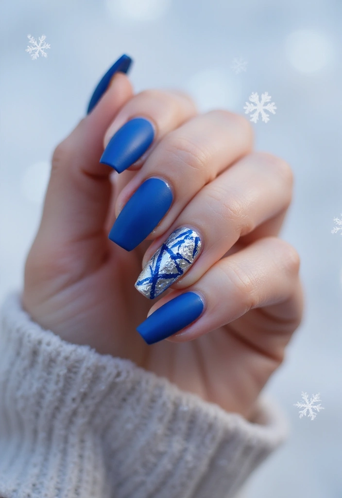 28 Sapphire Blue Nails for a Cool Winter Statement - 3. Sapphire Blue with Matte Finish