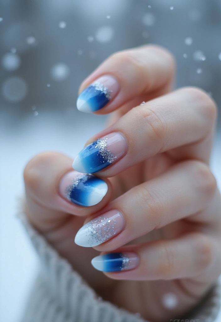 28 Subtle Glitter Nail Ideas for Winter Glam - 10. Winter Ombre
