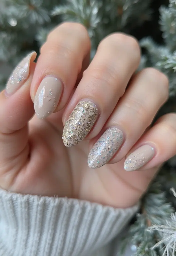 28 Subtle Glitter Nail Ideas for Winter Glam - 13. Geometric Sparkle