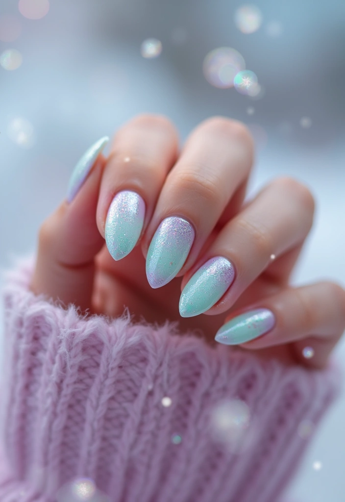 28 Subtle Glitter Nail Ideas for Winter Glam - 15. Magical Unicorn Glitter