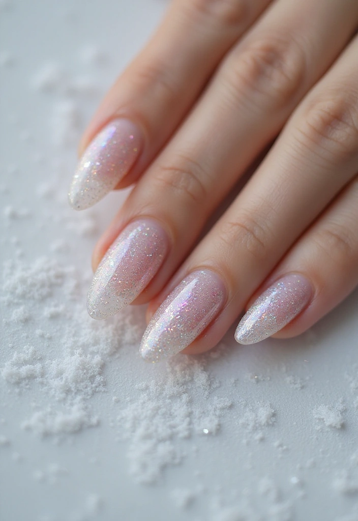 28 Subtle Glitter Nail Ideas for Winter Glam - 18. Crystal Clear with Glitter