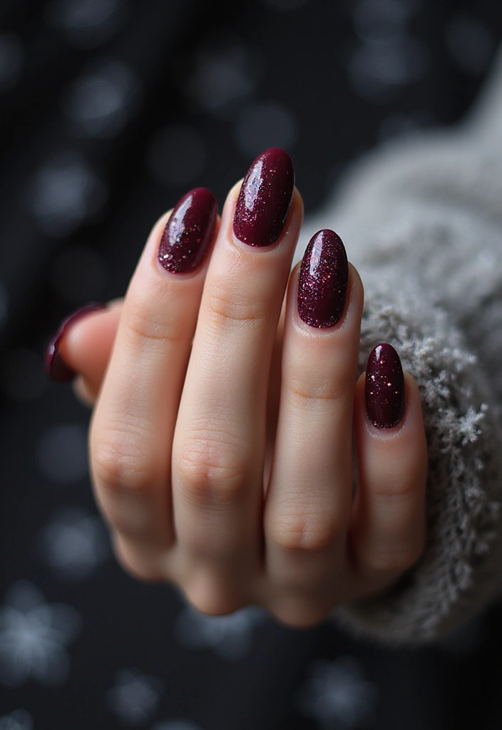 28 Subtle Glitter Nail Ideas for Winter Glam - 19. Berry Bliss