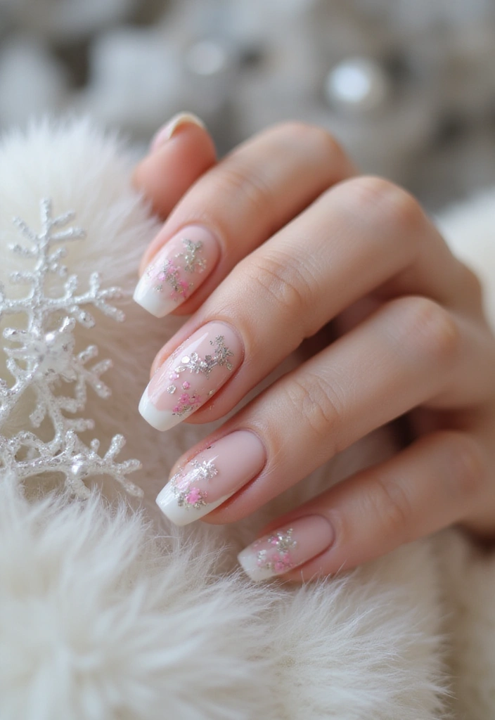 28 Subtle Glitter Nail Ideas for Winter Glam - 20. Subtle Glitter Flowers