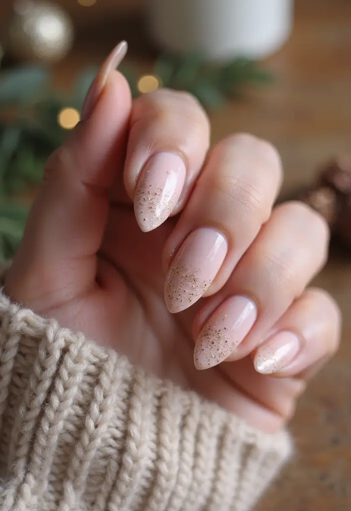 28 Subtle Glitter Nail Ideas for Winter Glam - 22. Blush and Gold