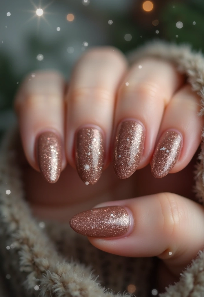 28 Subtle Glitter Nail Ideas for Winter Glam - 23. Dreamy Mocha Sparkle