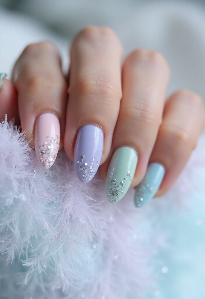 28 Subtle Glitter Nail Ideas for Winter Glam - 26. Twinkling Pastels