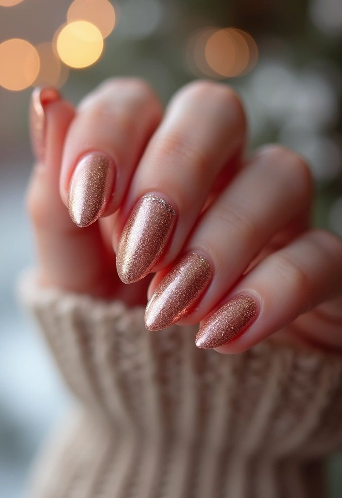 28 Subtle Glitter Nail Ideas for Winter Glam - 4. Subtle Rose Gold
