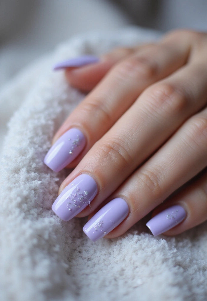28 Subtle Glitter Nail Ideas for Winter Glam - 8. Icy Lavender