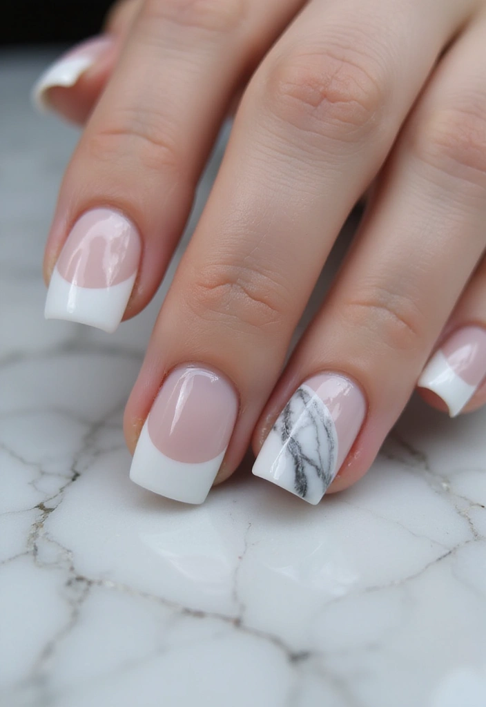 28 Trendy Summer French Nail Designs to Try - 11. Marble Effect