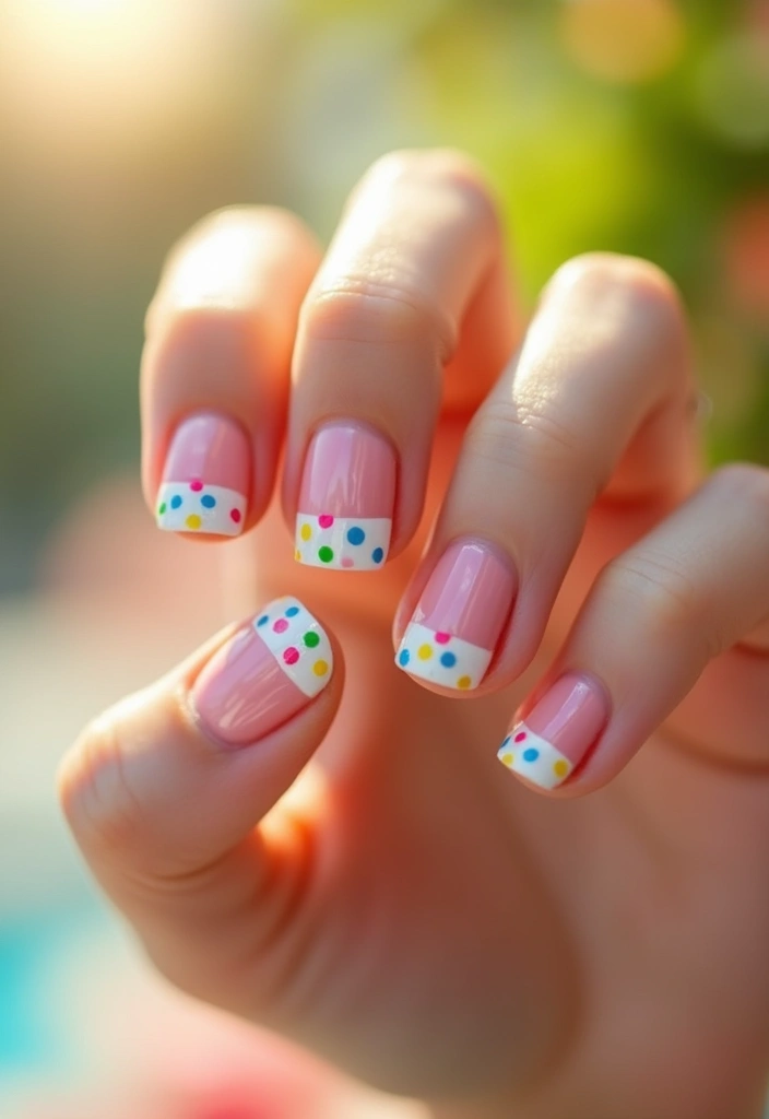 28 Trendy Summer French Nail Designs to Try - 13. Dots and Dashes