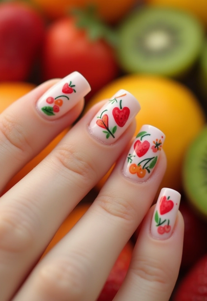 28 Trendy Summer French Nail Designs to Try - 15. Seasonal Fruits