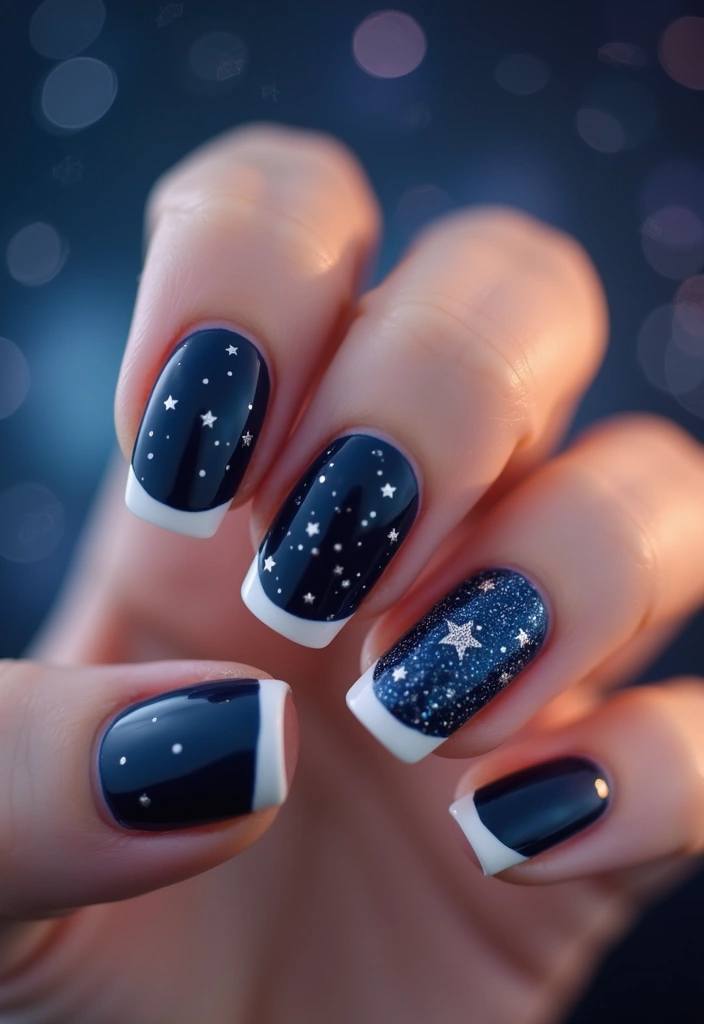 28 Trendy Summer French Nail Designs to Try - 19. Starry Nights