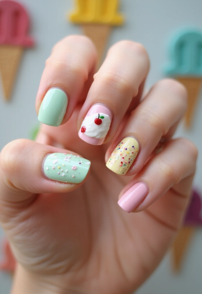 28 Trendy Summer French Nail Designs to Try - 21. Ice Cream Delight