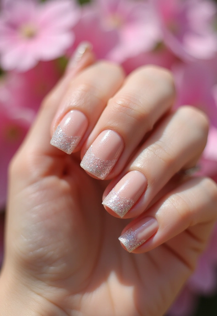 28 Trendy Summer French Nail Designs to Try - 22. Sparkly Fade