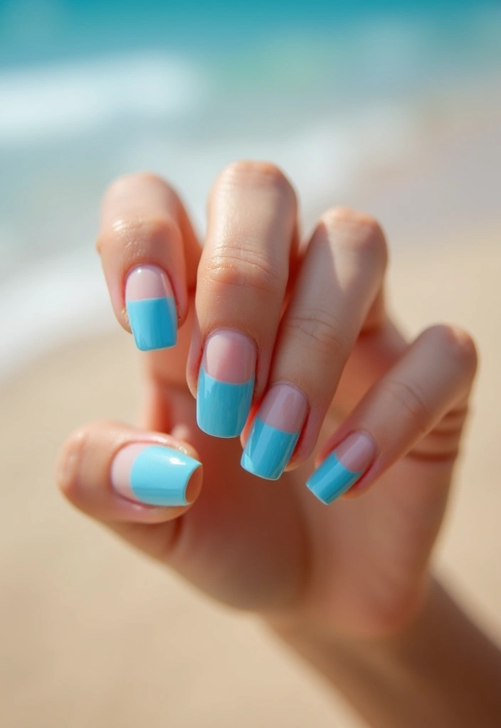 28 Trendy Summer French Nail Designs to Try - 27. Classic Blue French