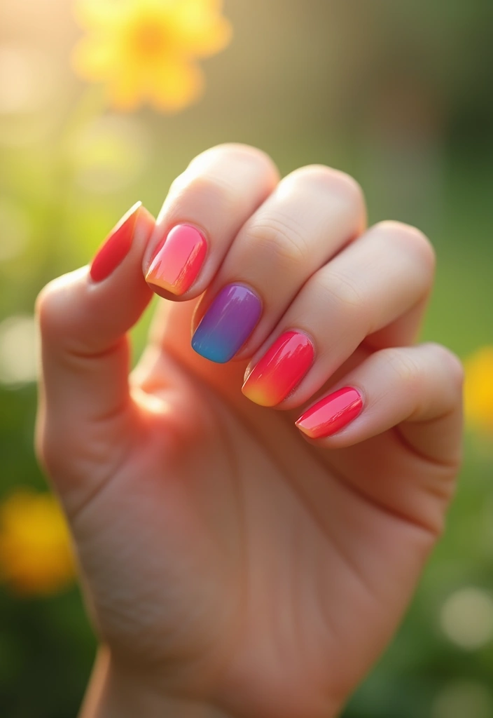 28 Trendy Summer French Nail Designs to Try - 28. Rainbow Tips