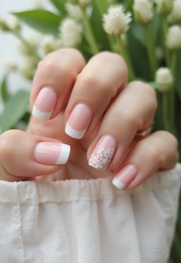 28 Trendy Summer French Nail Designs to Try - 5. Floral Accents