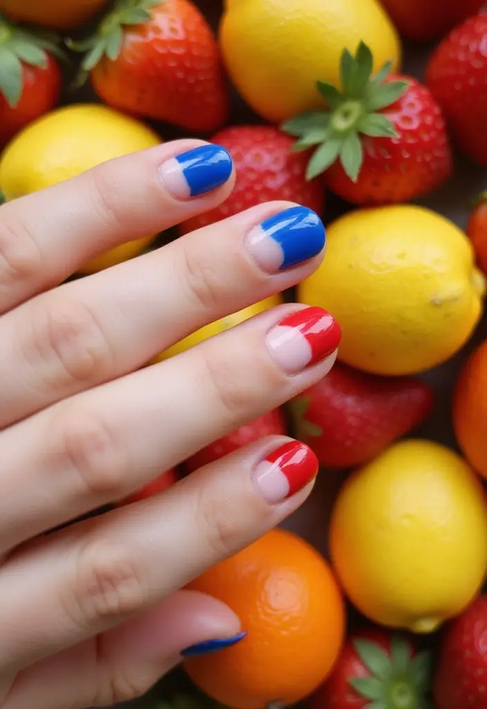 28 Trendy Summer French Nail Designs to Try - 8. Color Block French