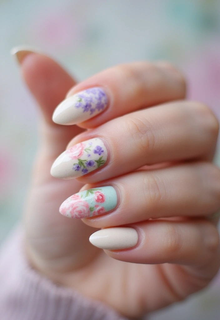 29 Almond Aura Nail Ideas to Try This Season - 13. Vintage Floral Aura