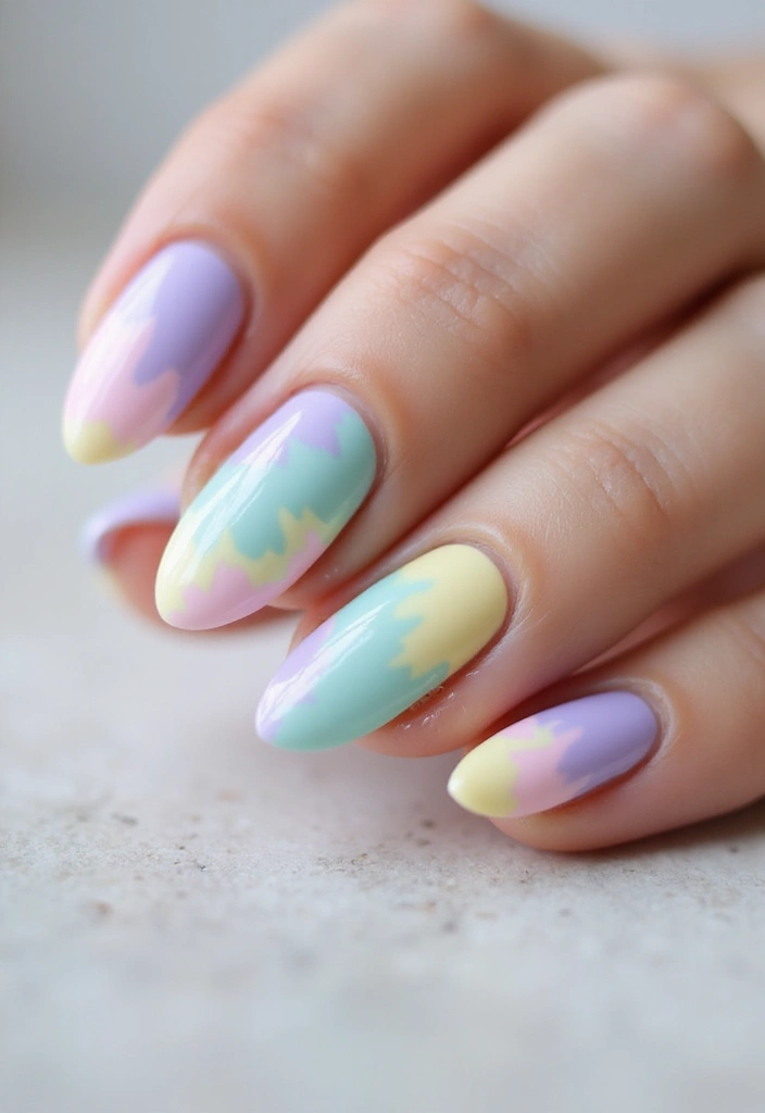 29 Almond Aura Nail Ideas to Try This Season - 20. Whimsical Tie-Dye