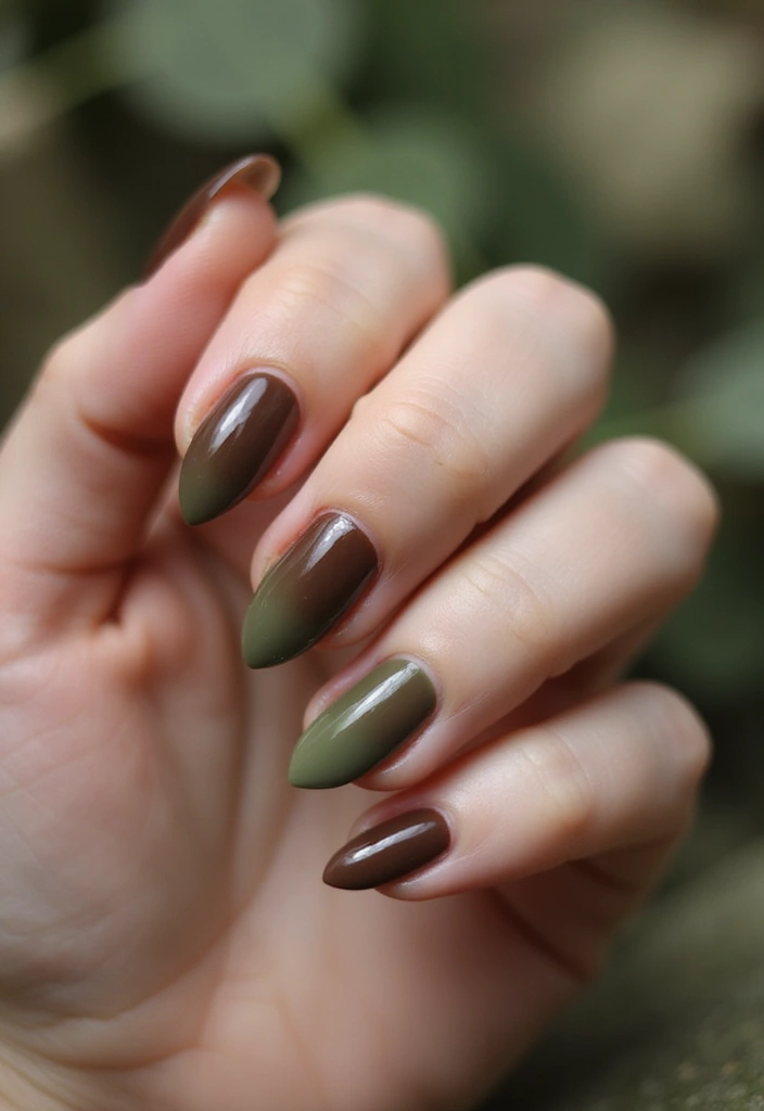 29 Almond Aura Nail Ideas to Try This Season - 24. Earthy Ombre Aura