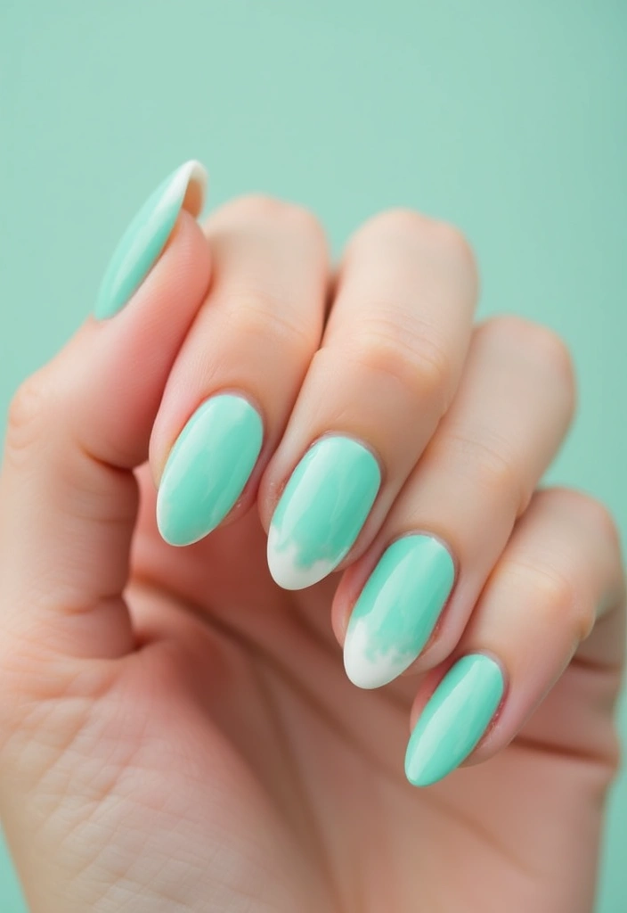 29 Almond Aura Nail Ideas to Try This Season - 25. Bright Mint Aura
