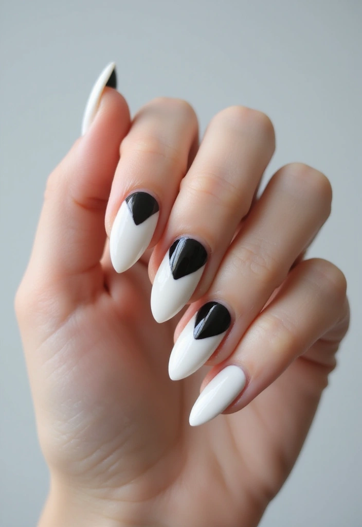 29 Almond Aura Nail Ideas to Try This Season - 29. Black and White Aura