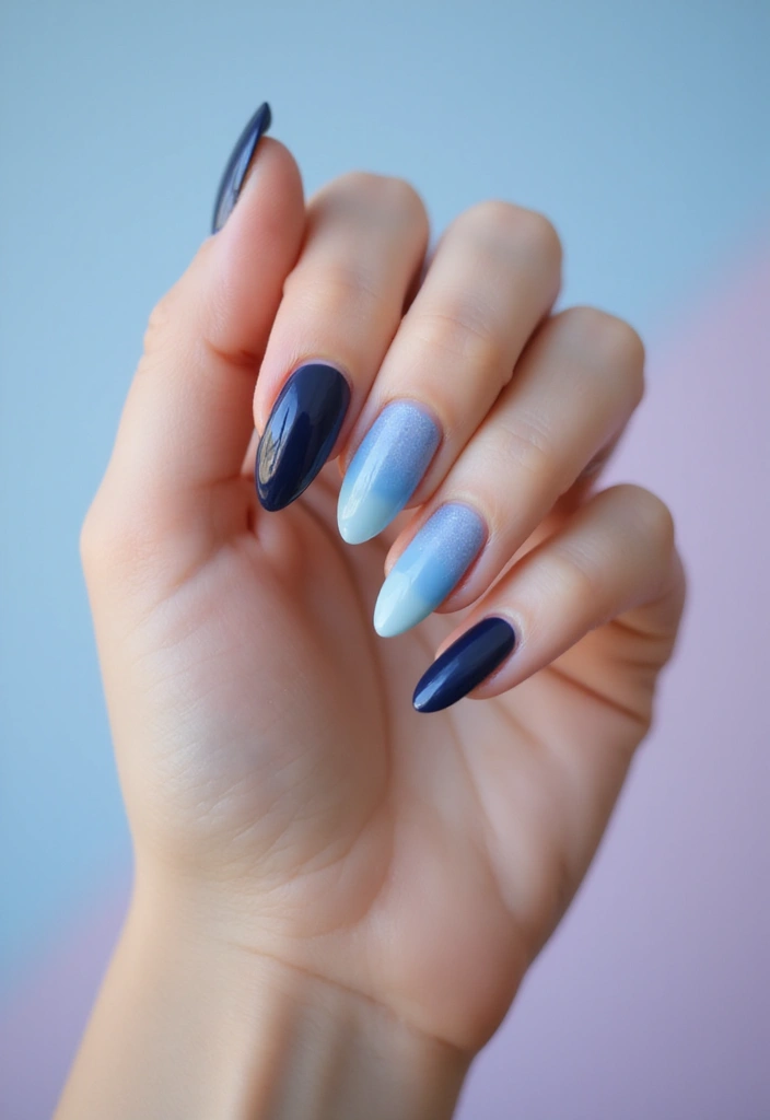 29 Almond Aura Nail Ideas to Try This Season - 5. Bold Blue Gradient