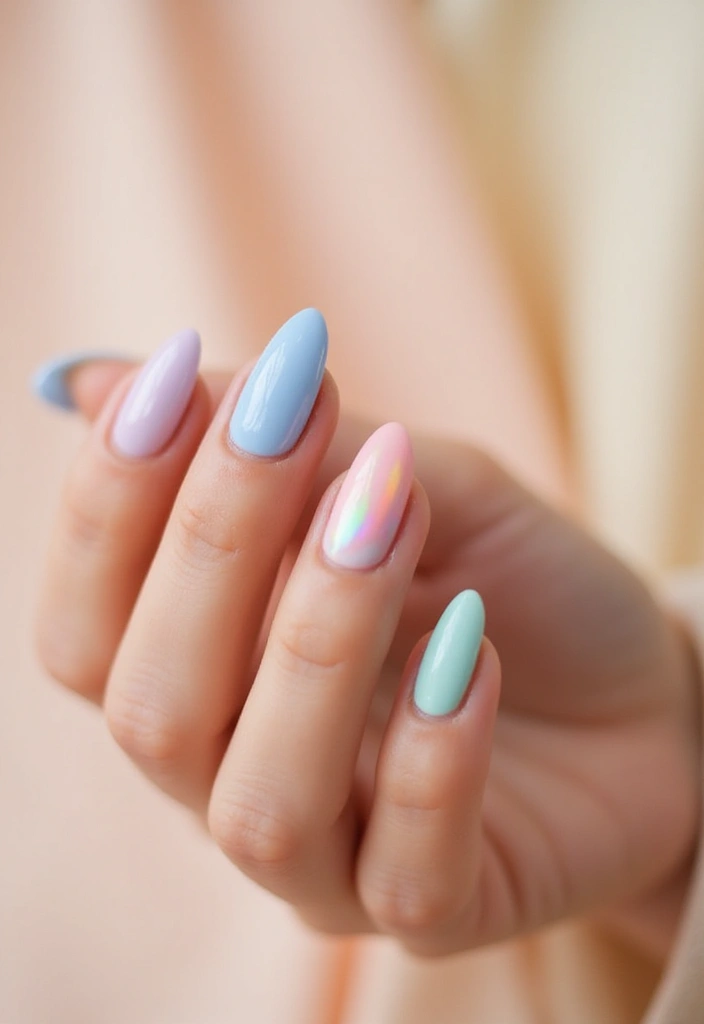 29 Almond Aura Nail Ideas to Try This Season - 9. Pastel Rainbow Aura