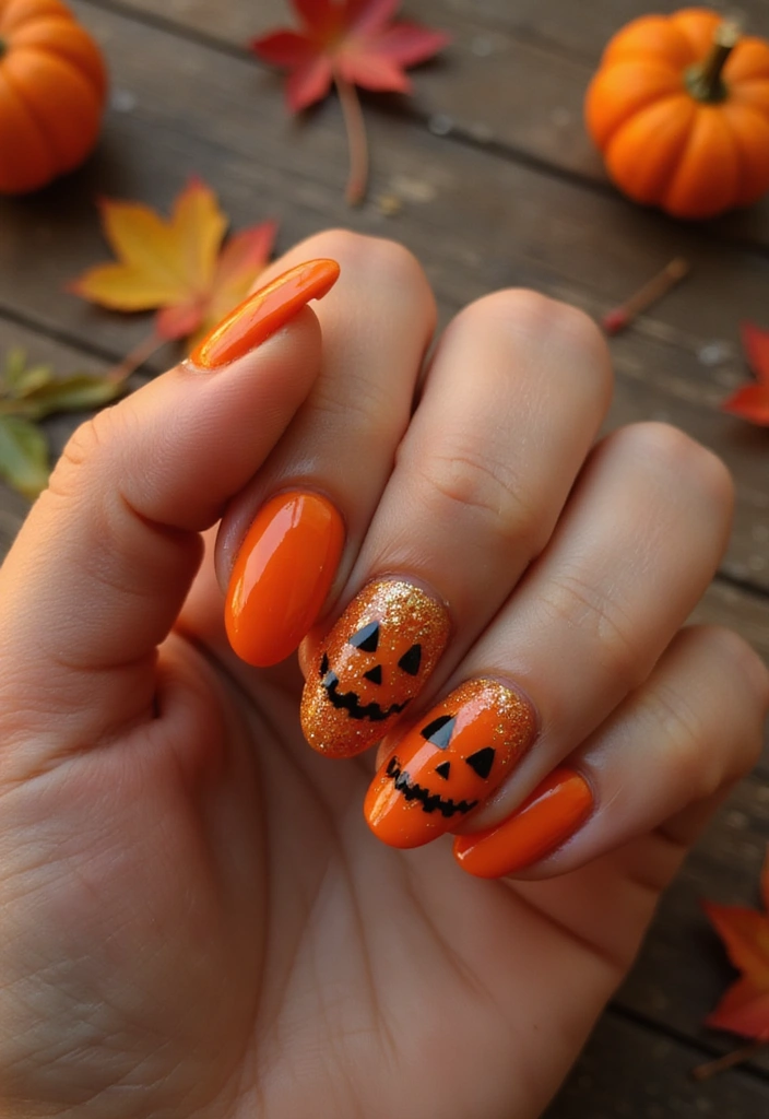29 Cozy Fall Pumpkin Nail Ideas to Try This October - 1. Classic Orange Pumpkins