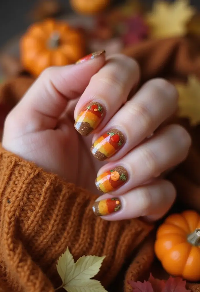 29 Cozy Fall Pumpkin Nail Ideas to Try This October - 16. Pumpkin Spice Swirls