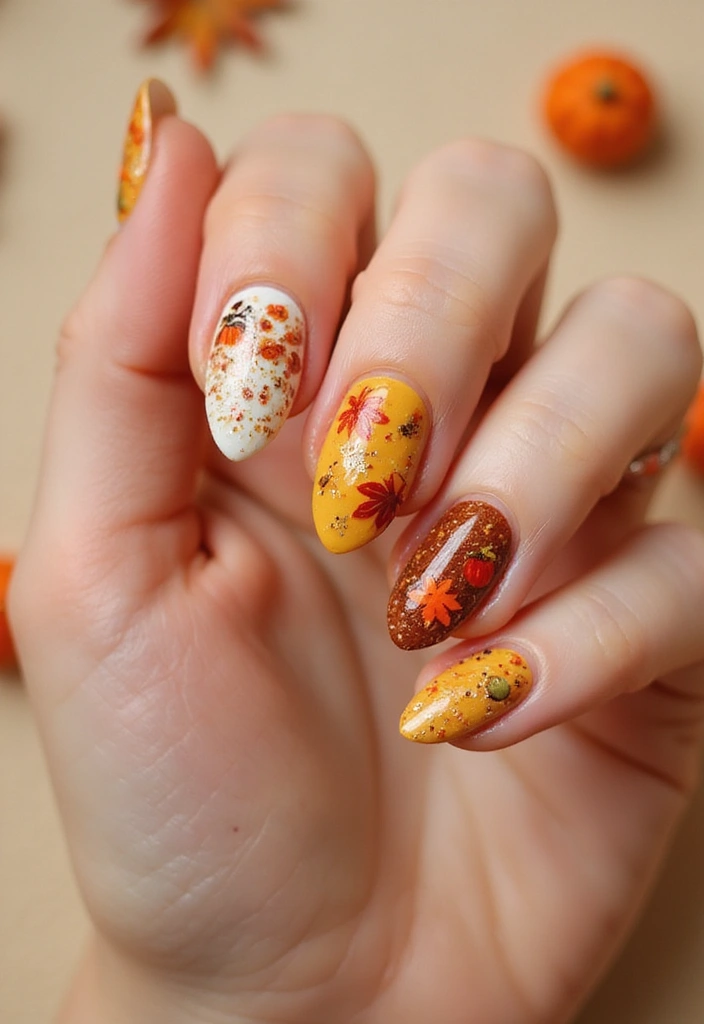 29 Cozy Fall Pumpkin Nail Ideas to Try This October - 29. Pumpkin Spice Doodle Nails