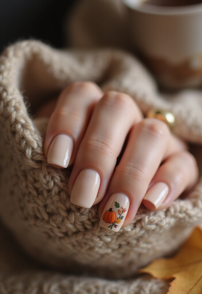 29 Cozy Fall Pumpkin Nail Ideas to Try This October - 3. Mini Pumpkin Accents