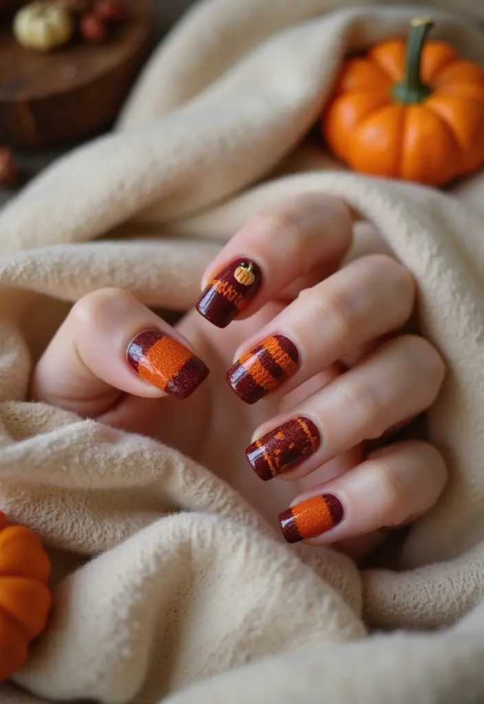29 Cozy Fall Pumpkin Nail Ideas to Try This October - 5. Sweater Weather Nails