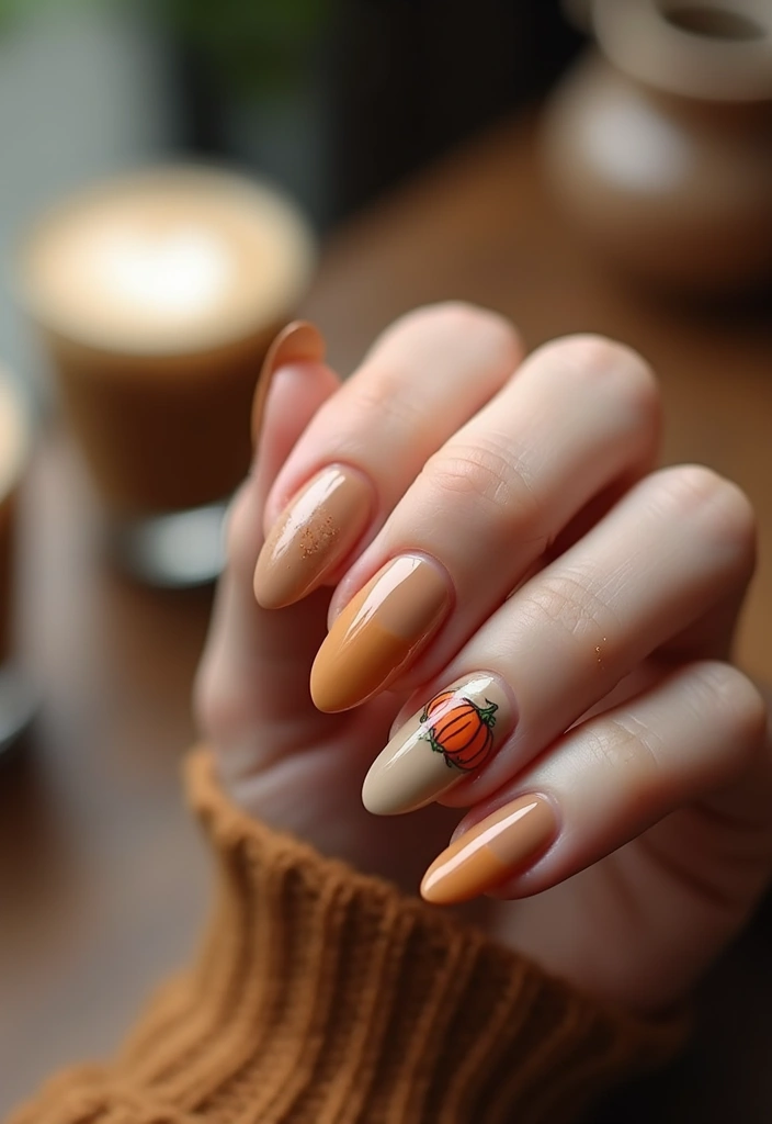 29 Cozy Fall Pumpkin Nail Ideas to Try This October - 8. Pumpkin Spice Latte Nails
