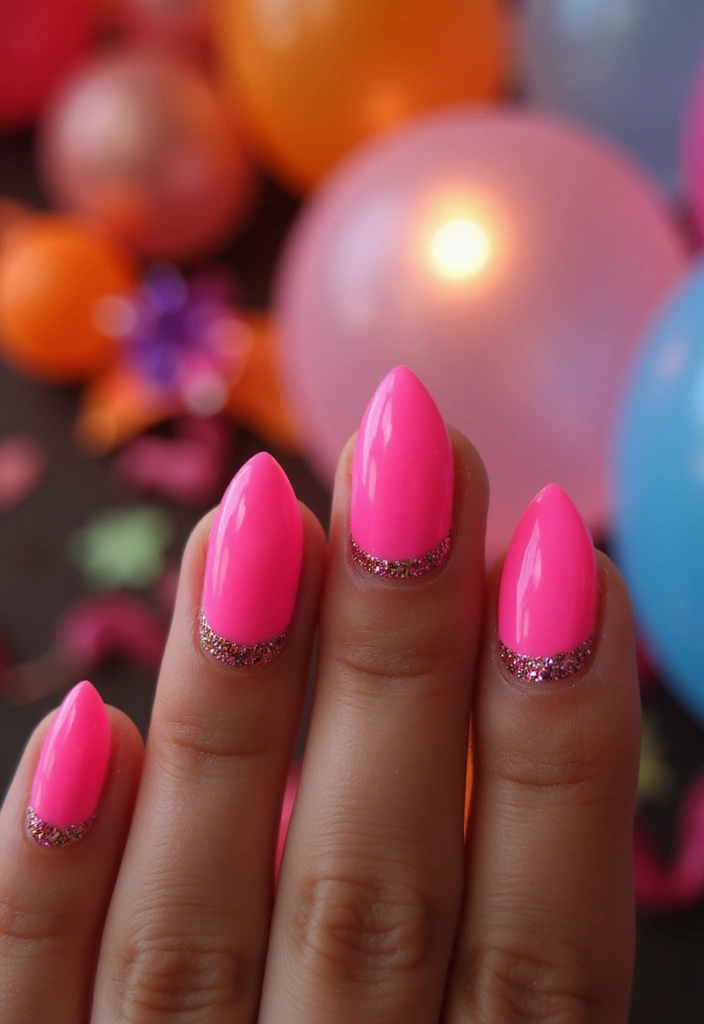 29 Festive Holiday Jewels: Nail Art for Every Party - 10. Party-Ready Neon