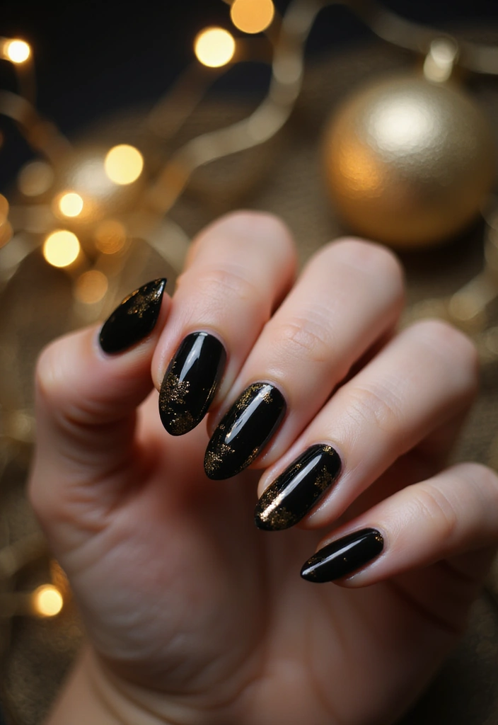 29 Festive Holiday Jewels: Nail Art for Every Party - 11. Sleek Black and Gold