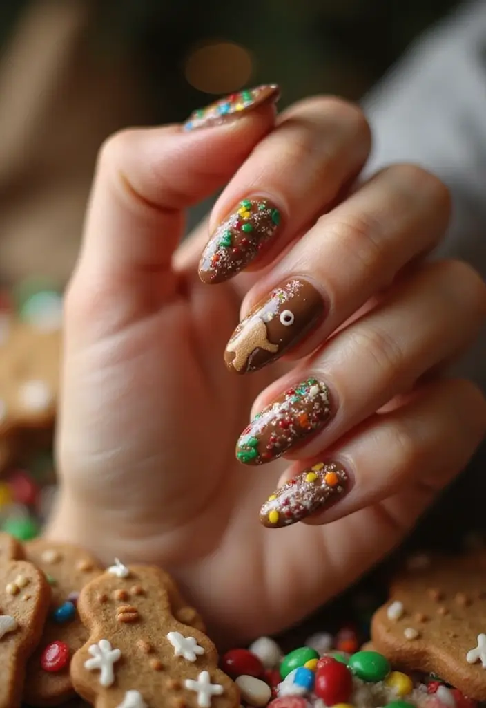 29 Festive Holiday Jewels: Nail Art for Every Party - 21. Gingerbread Delight