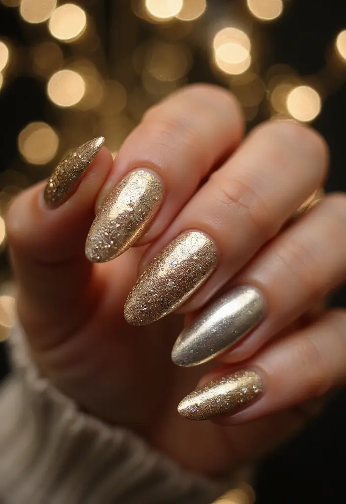 29 Festive Holiday Jewels: Nail Art for Every Party - 28. New Year’s Eve Metallics