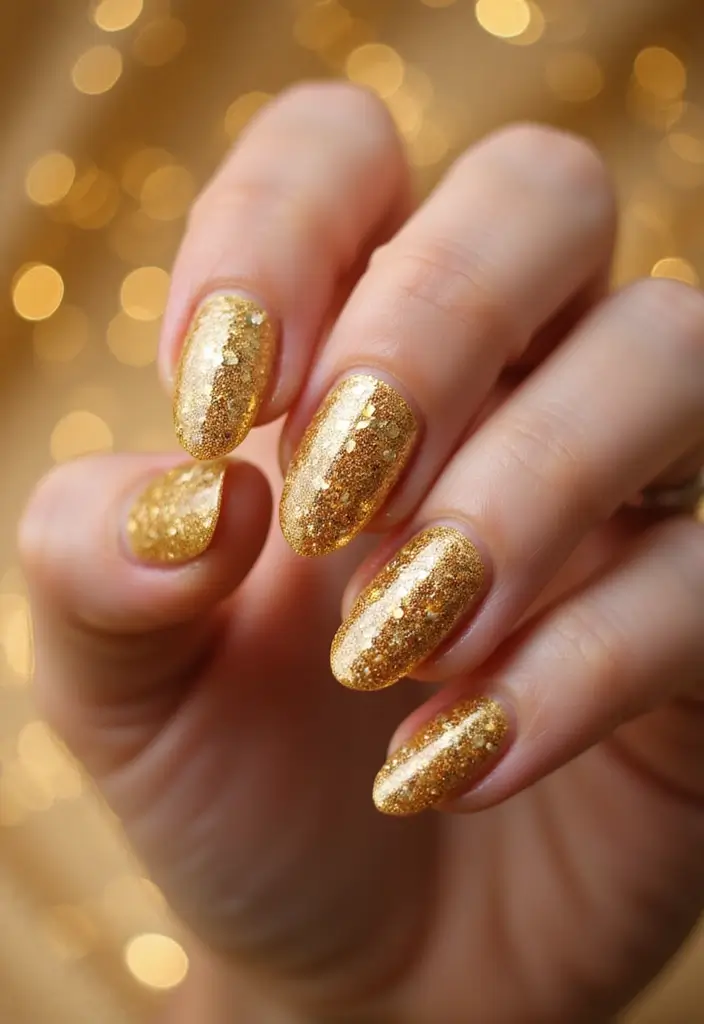 29 Festive Holiday Jewels: Nail Art for Every Party - 4. Glitzy Gold Confetti